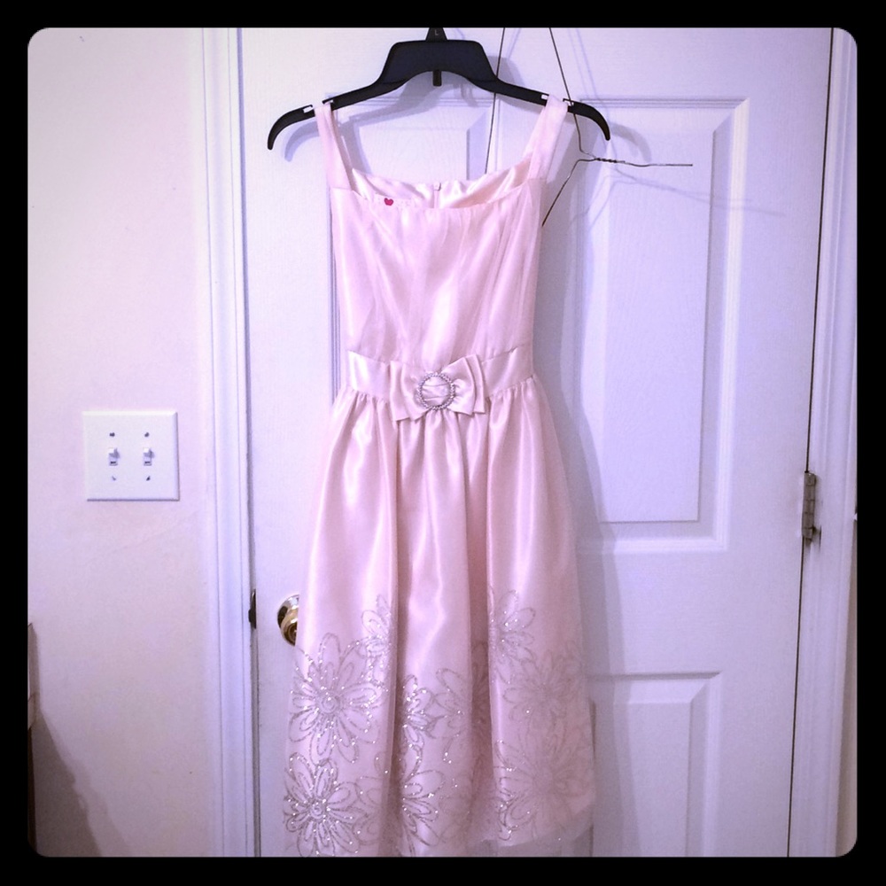 Pale pink w/sequence dress husky girls dress
